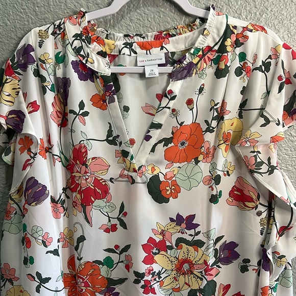 Liz Claiborne floral Blouse size 2X NWOT - Picture 6 of 6